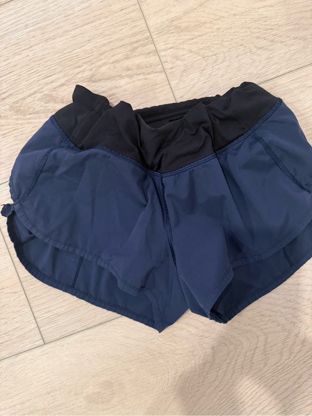 lululemon athletica Navy Blue Athletic Shorts with Black Waistband